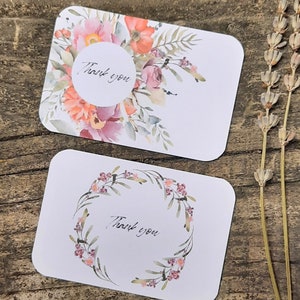 Lot de 20 cartes de remerciement, jeu de cartes de correspondance, cartes de remerciement, cartes de correspondance florales, merci