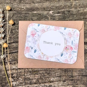 Lot de 20 cartes de remerciement, jeu de cartes de correspondance, cartes de remerciement, cartes de correspondance florales, merci
