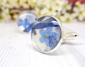 Floral cuff  links Wedding gift for groom Forget me not cuff links