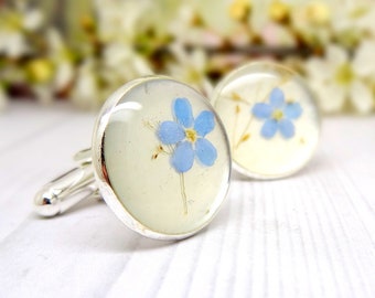 Floral cuff  links Wedding gift for groom Forget me not cuff links
