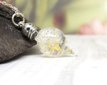 Dandelion necklace with 24k gold leaf, real flower necklace, handmade gift for her, terrarium necklace, make a wish dandelion jewelry