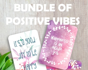 Positive Quote Cards, Floral Inspiration, Happy Thoughts Set