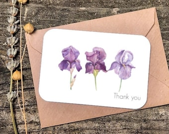 Set of 20 Thank you cards, Iris note card set, Thank you cards, Floral note cards, Thanks
