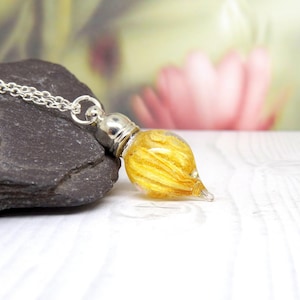 Ketting echte zonnebloem, sterlingzilveren ketting, botanische sieraden