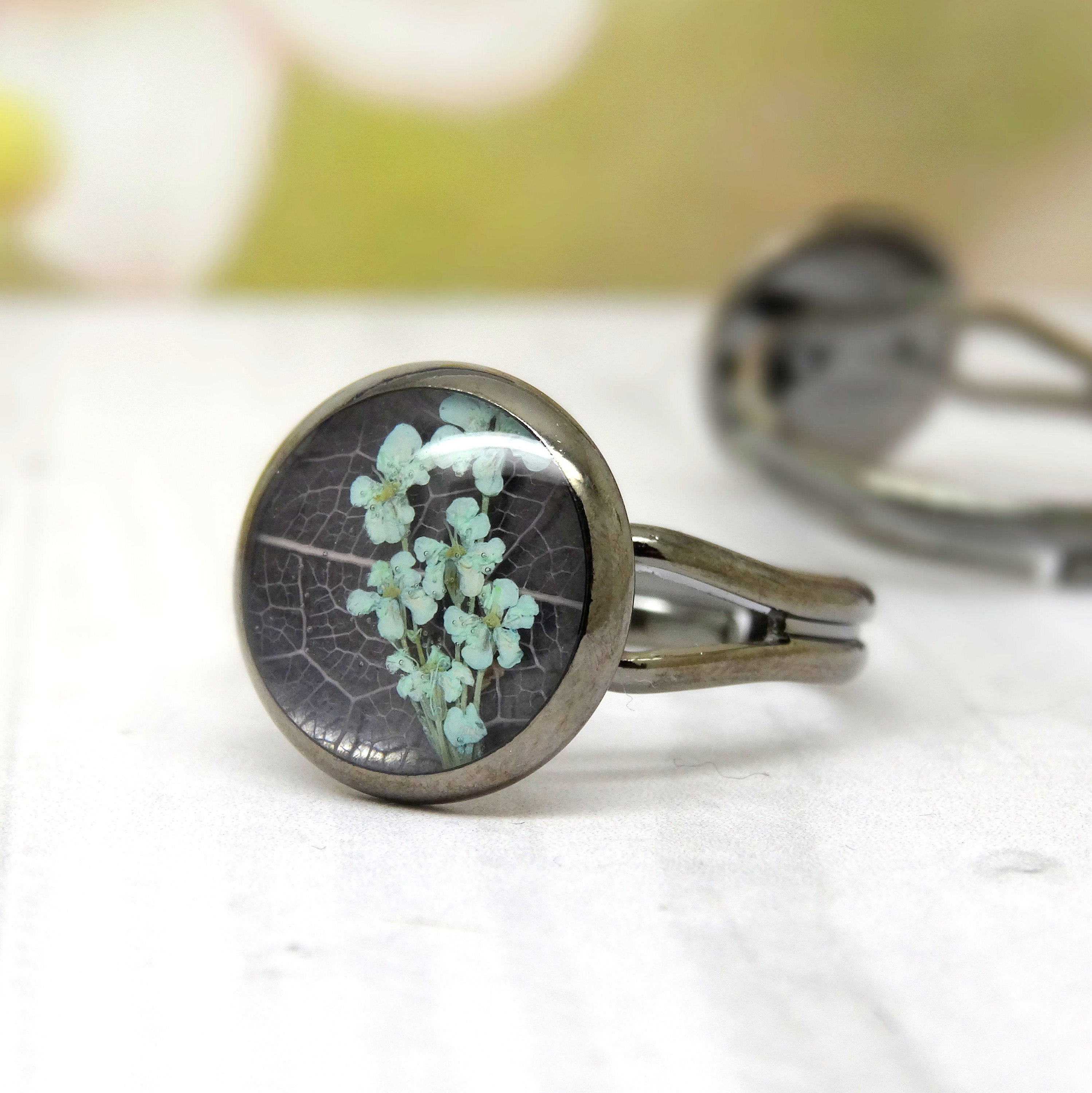 Real flower ring, adjustable ring, handmade real flower jewellery