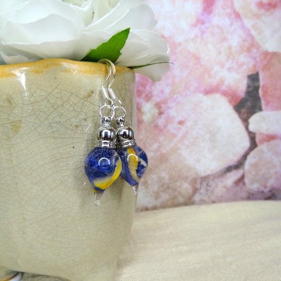 Real iris earrings