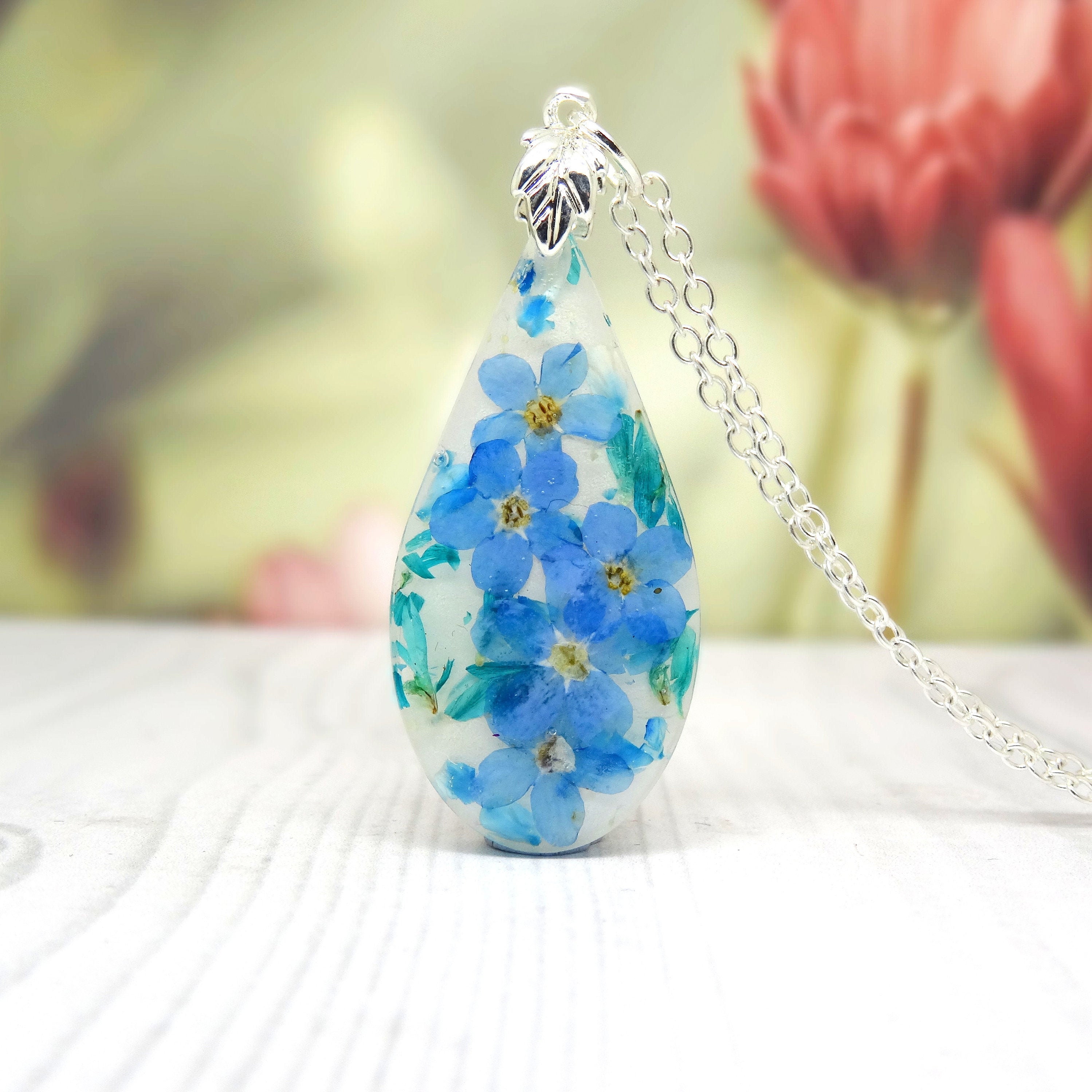 Forget me not teardrop pendant sale