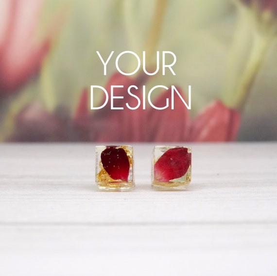 Real Flower Personalised Studs