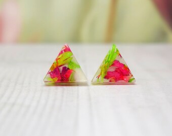 Real Daisy Earrings, Handmade Resin Jewelry, Sterling Silver Posts