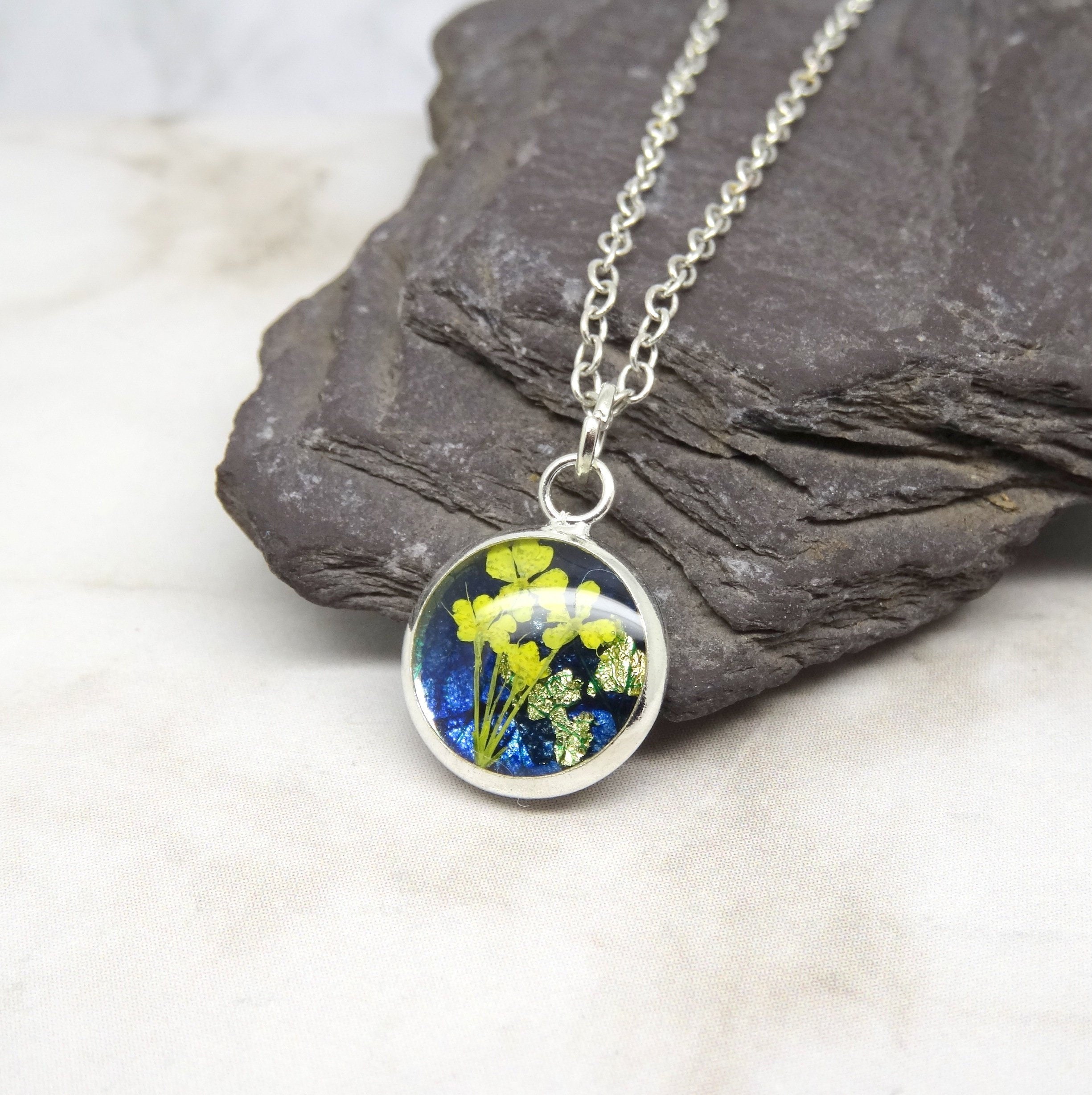 Real flower necklace, real flower dainty necklace, unique gift for her, real flower jewellery