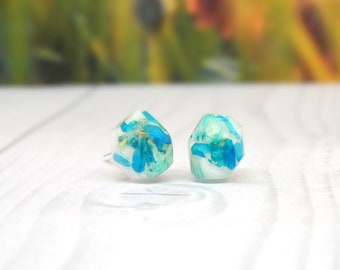 Real Daisy Petal Stud Earrings, Sterling Silver Posts, Vegan Jewelry