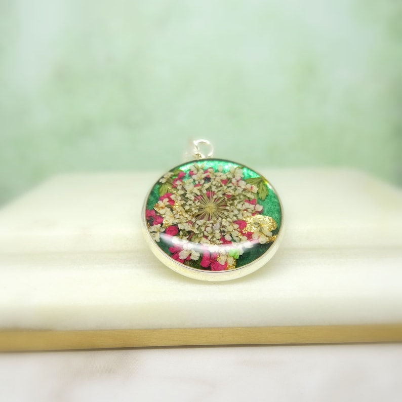 handmade resin jewellery Real flower necklace unique gift for her real flower jewelry