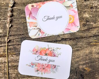 Floral Thank You Cards, Mini Note Card Set of 20