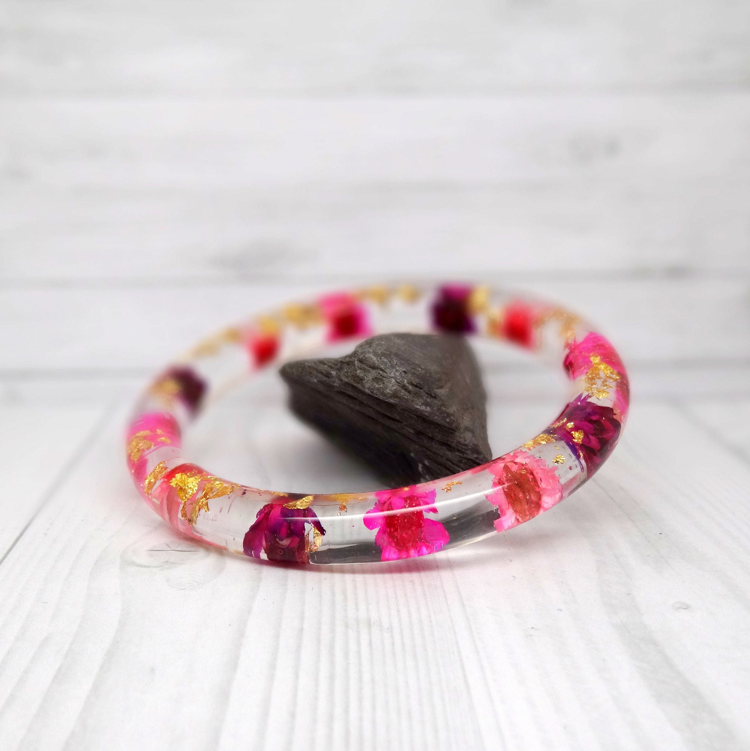 Real flower bangle, real flower bracelet, daisy real flower jewellery