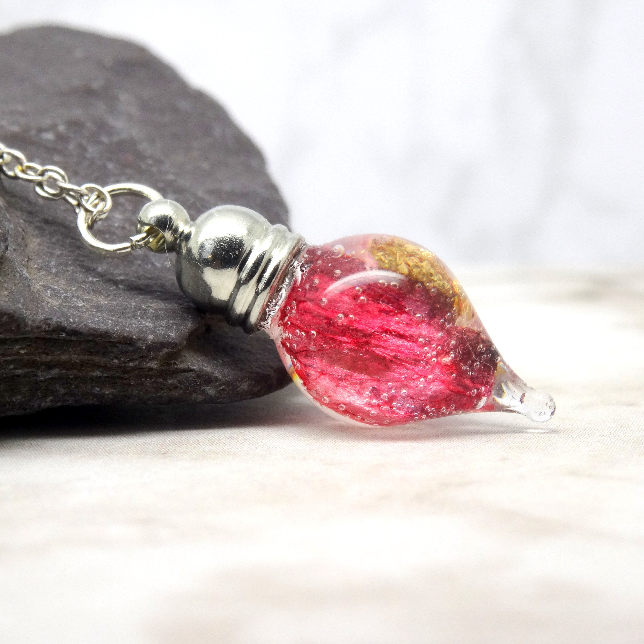 Lily necklace, real flower jewelry, real lily pendant, May ...