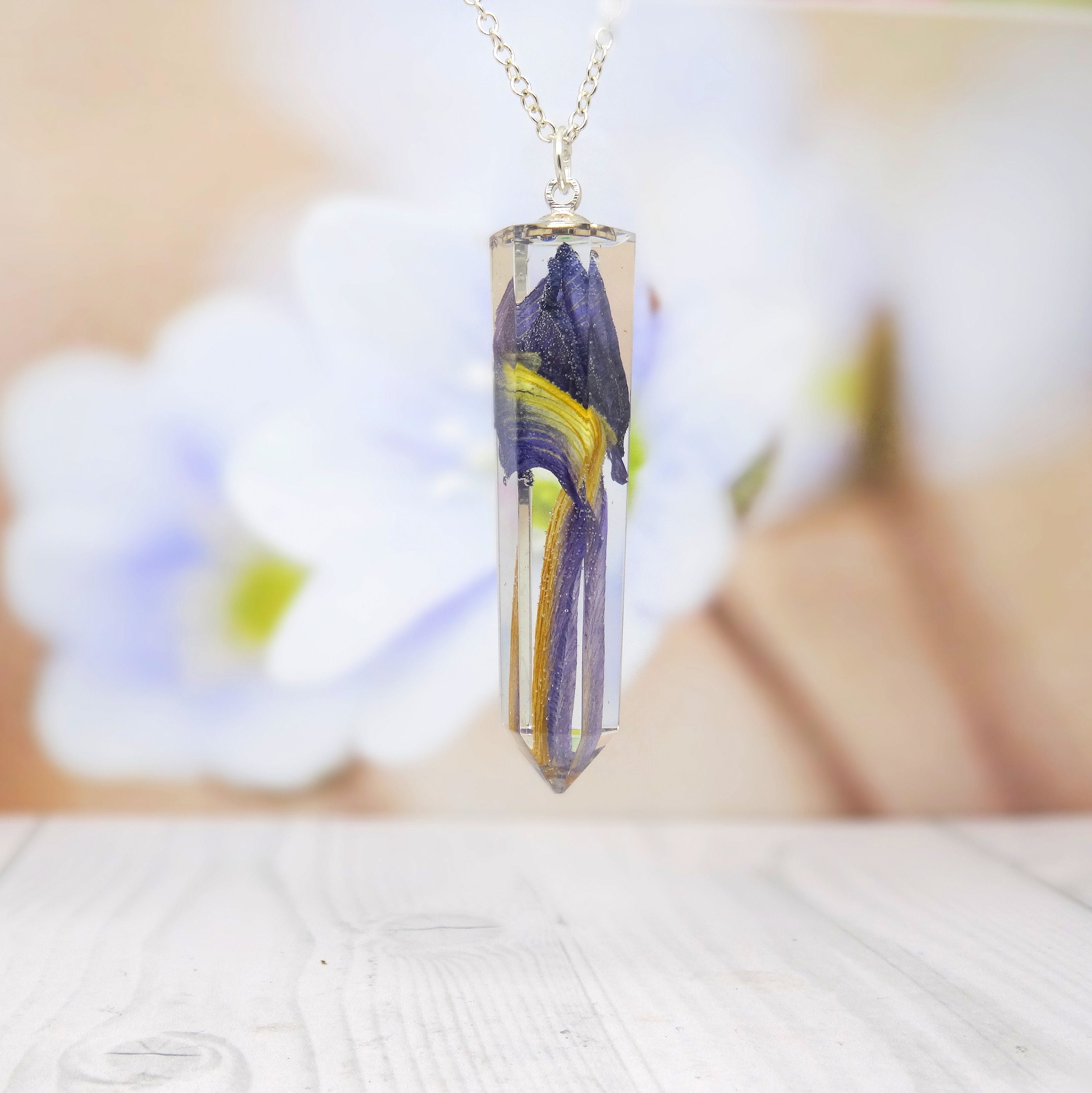 Collier pour bijoux en résine époxy UV, plantes de fleurs séchées