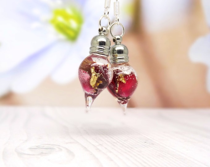 Real rose petal earrings