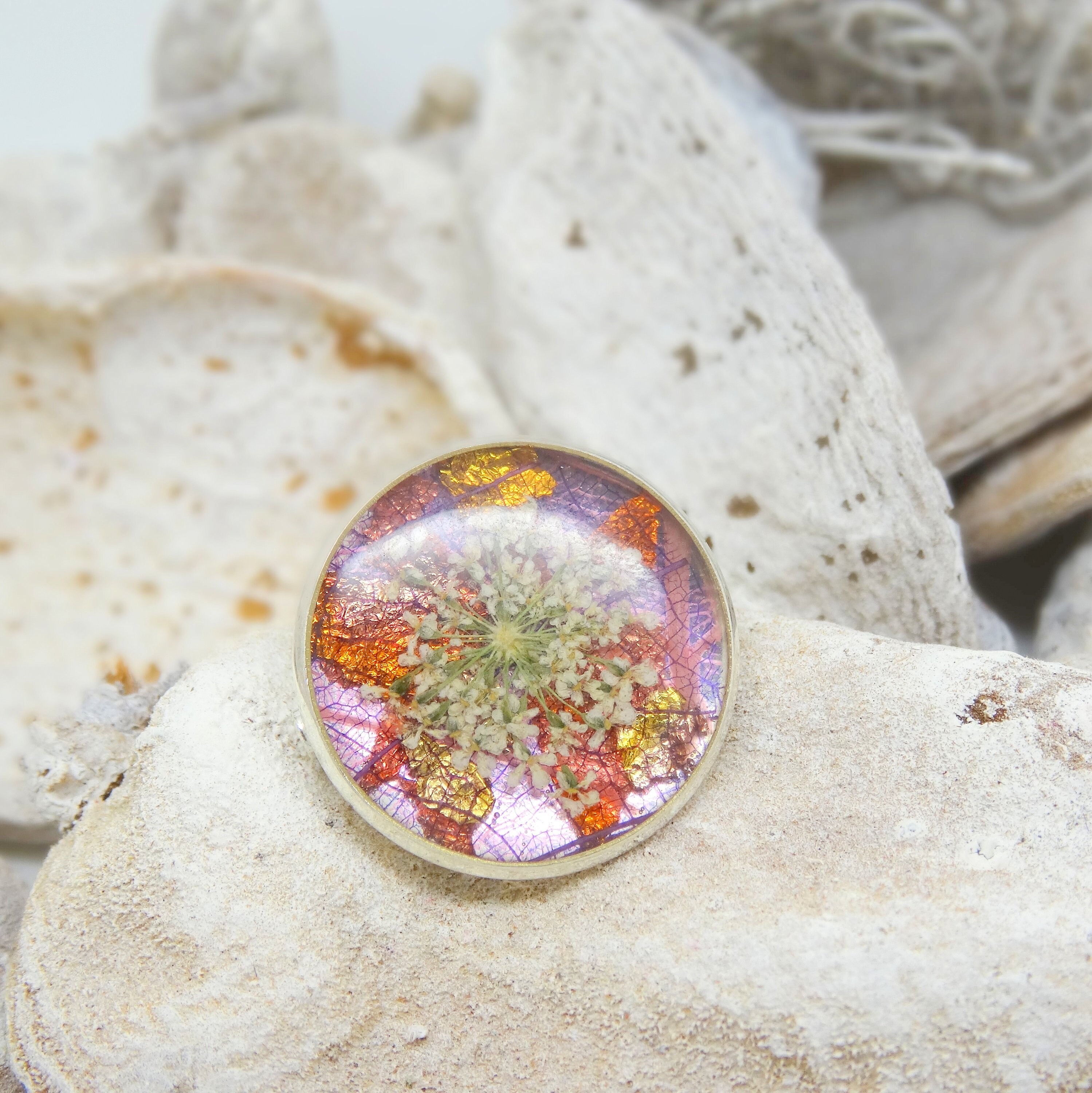 Flower handmade brooch, real flower accessories, pressed flower gift