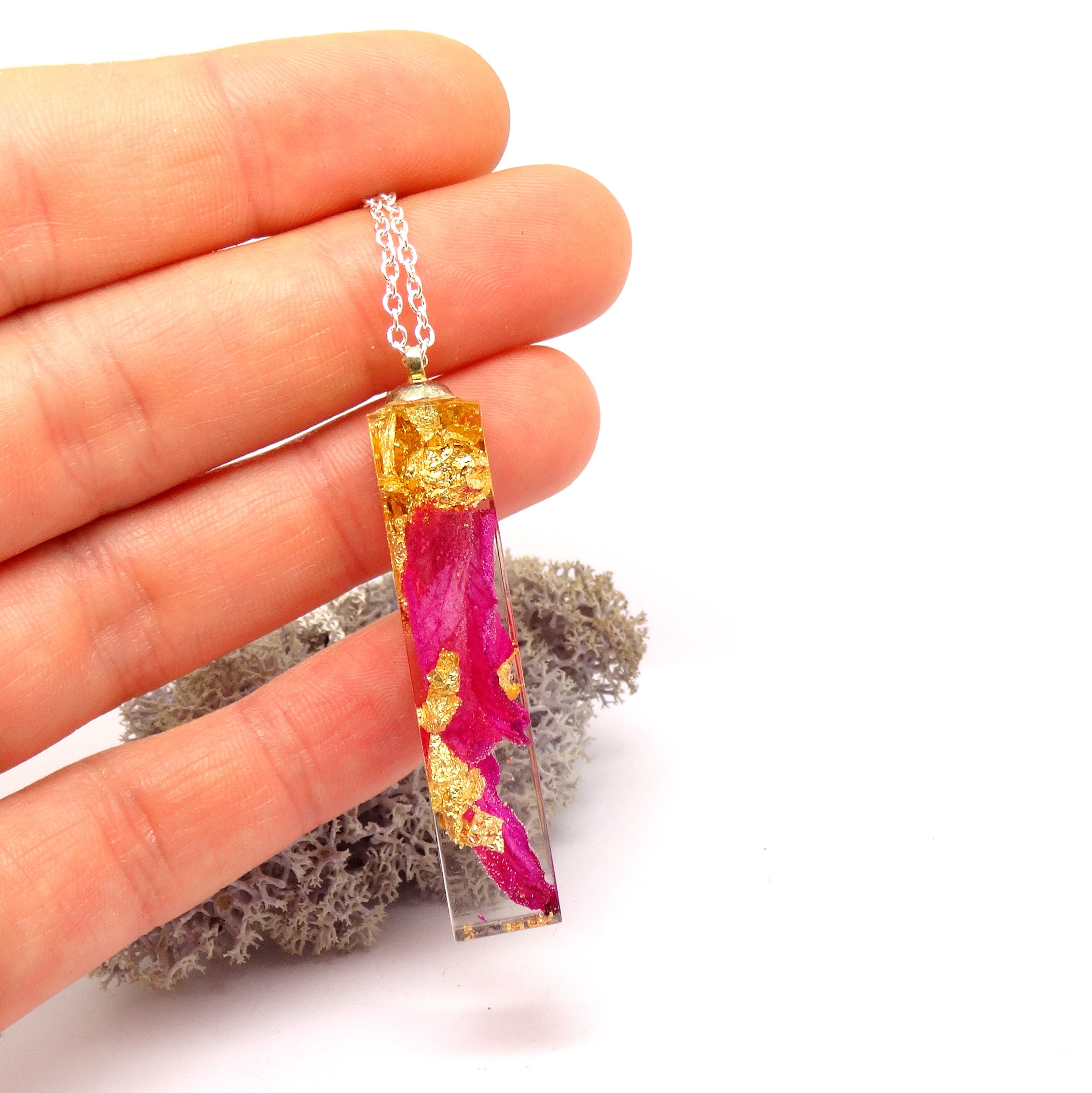 Lily necklace, real flower necklace, resin necklace, handmade jewellery