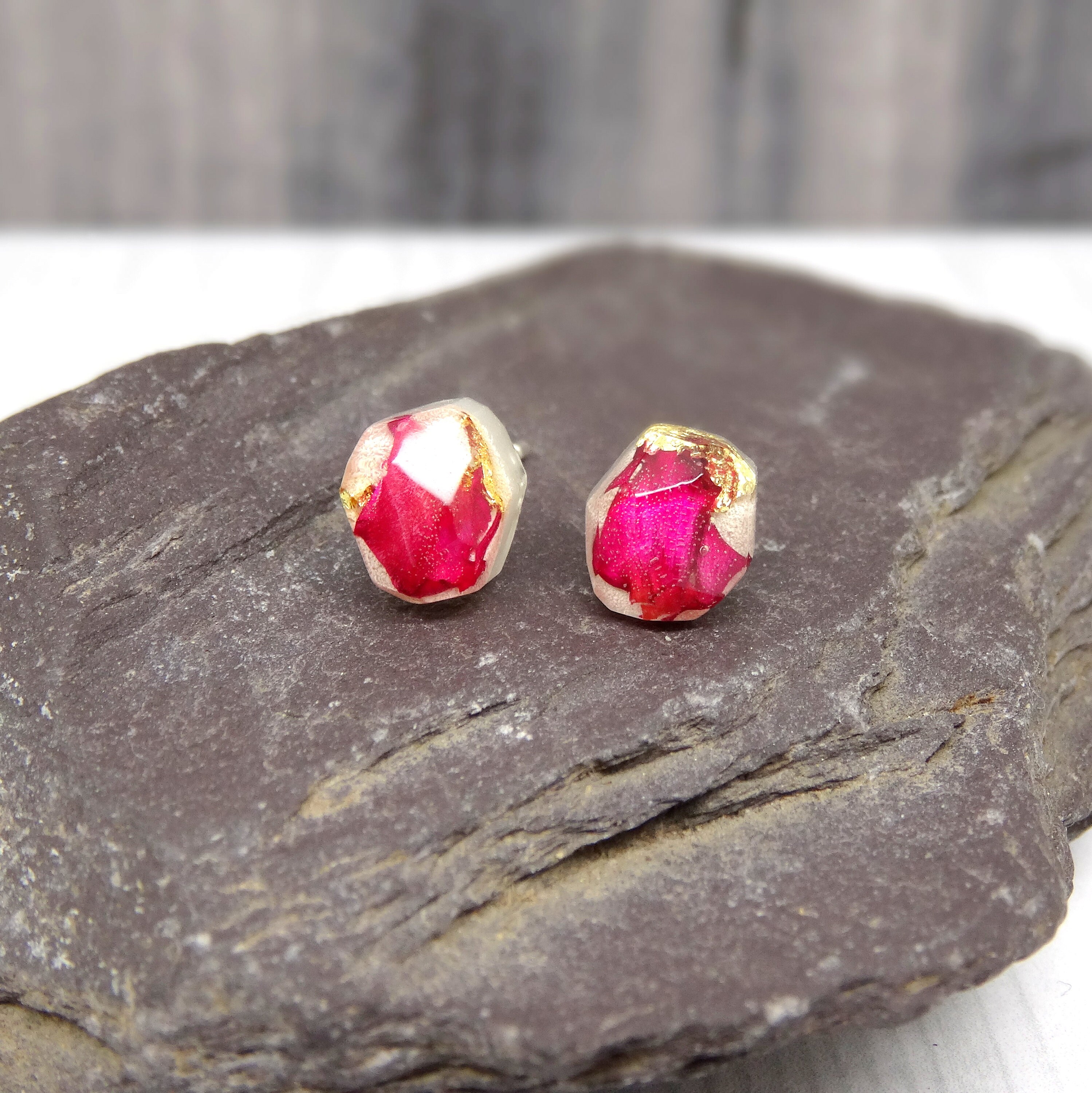 Pink Carnation earrings, real flower jewellery, sterling silver