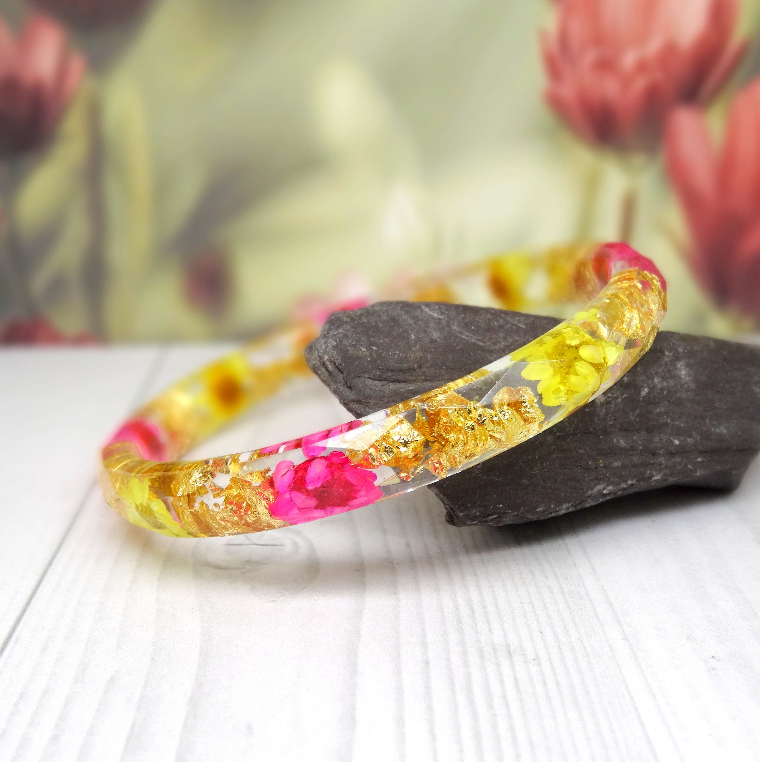 Real flower bangle, real flower bracelet, real flower jewellery, real