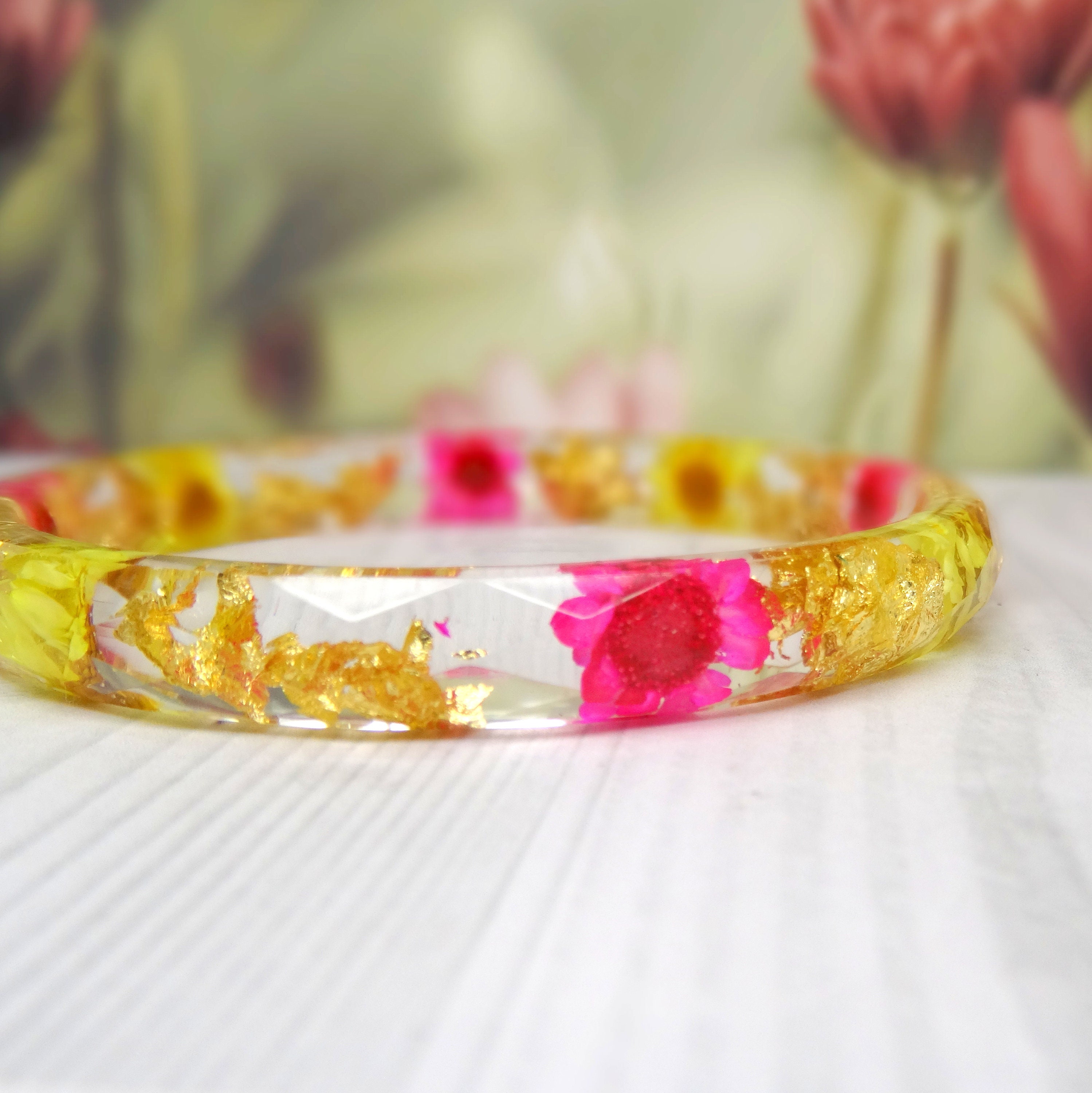 Real flower bangle, real flower bracelet, real flower jewellery, real