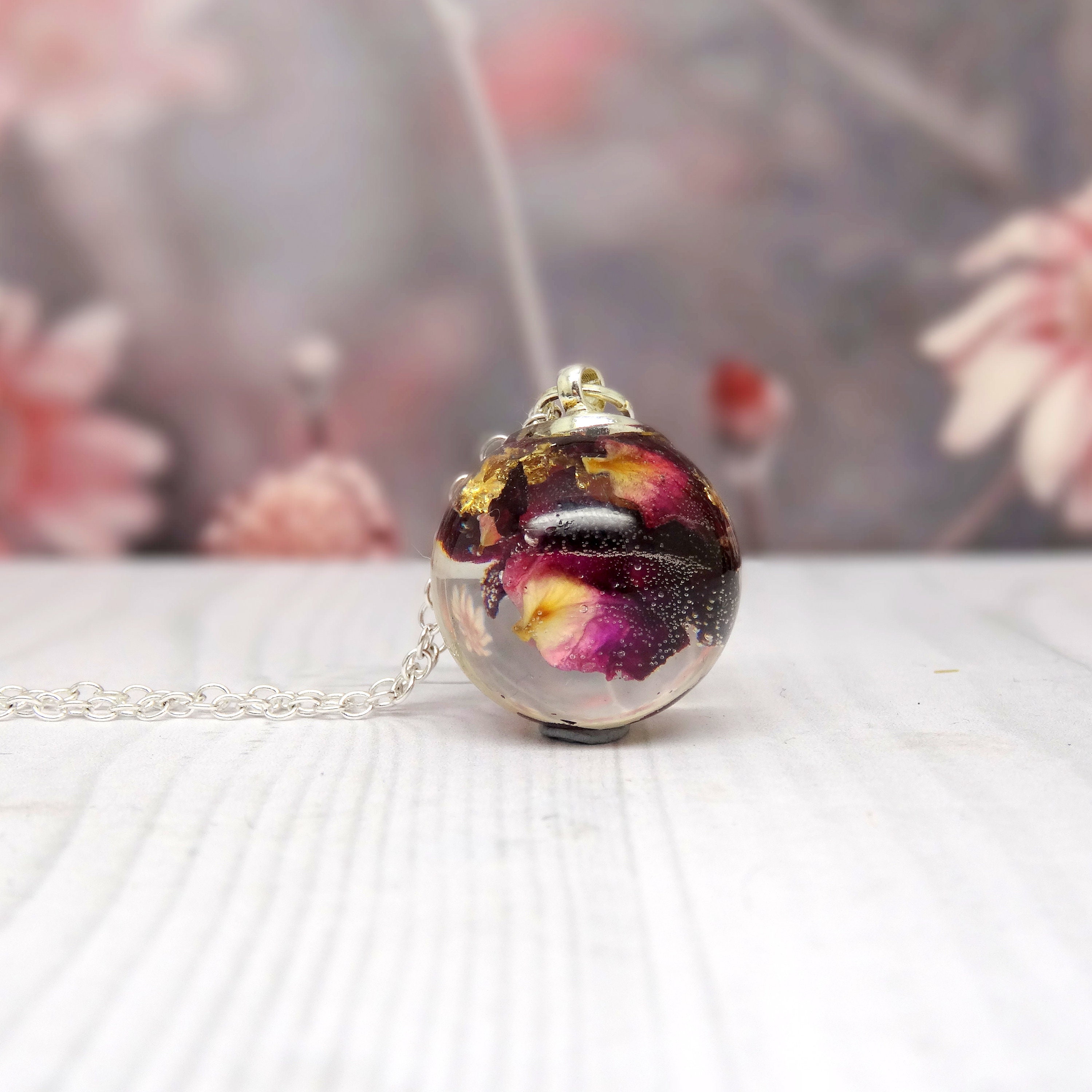 Real rose necklace, real flower jewelry, unique gift for nature lovers