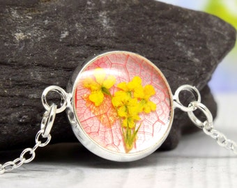 Queen Anne's Lace Flower Bracelet, Sterling Silver Chain, Botanical Jewelry