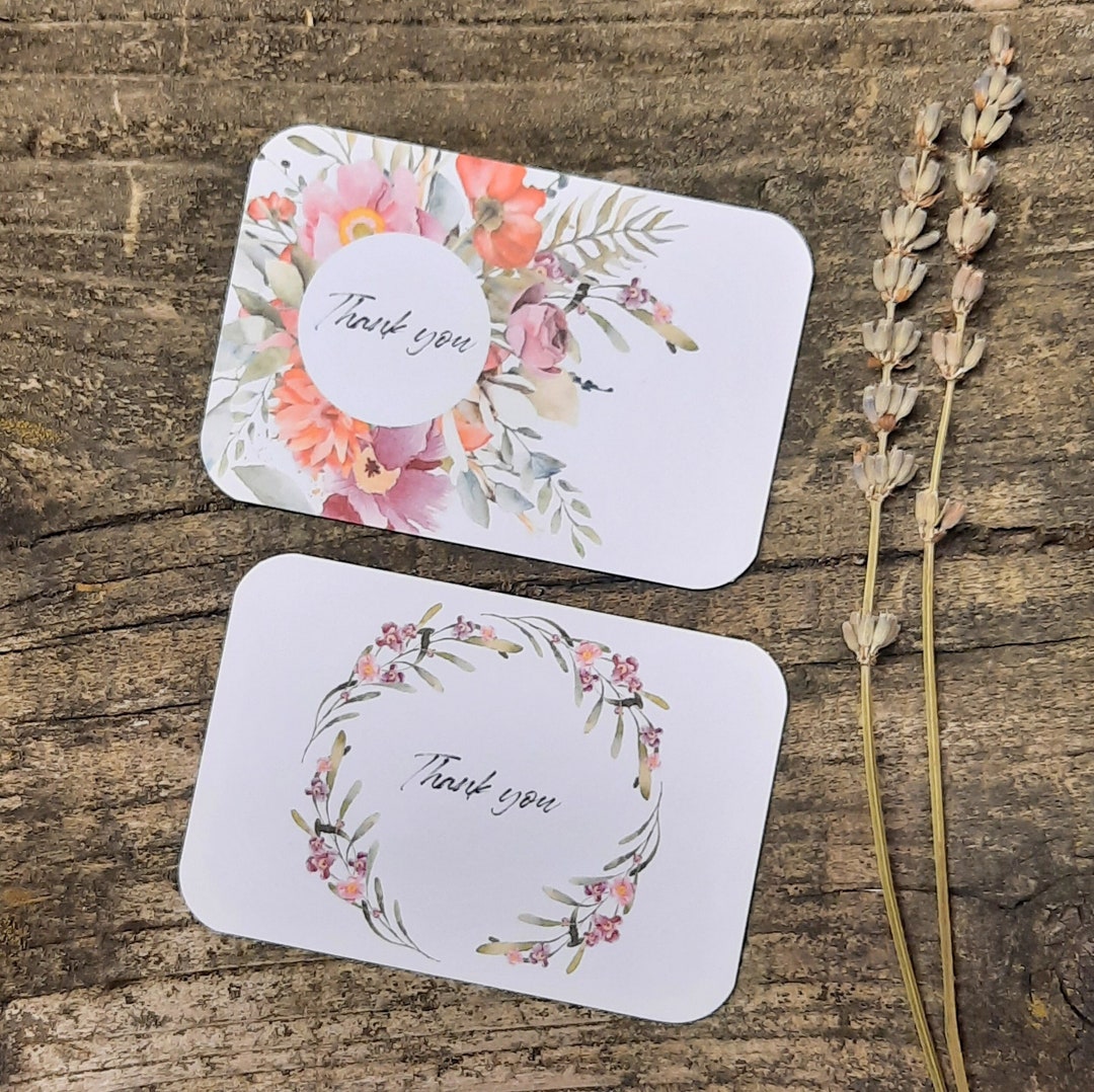 Floral Thank You Note Cards, Set of 20, Handmade Recycled Card - Etsy