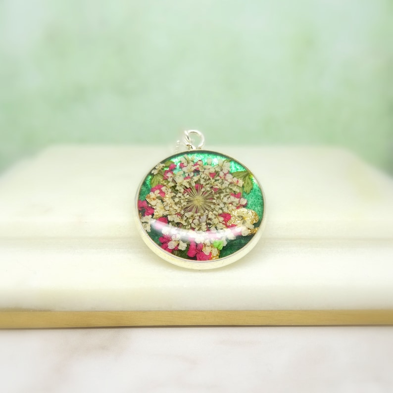 handmade resin jewellery Real flower necklace unique gift for her real flower jewelry
