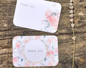 Floral Thank You Cards, Set of 20, Mini Note Cards