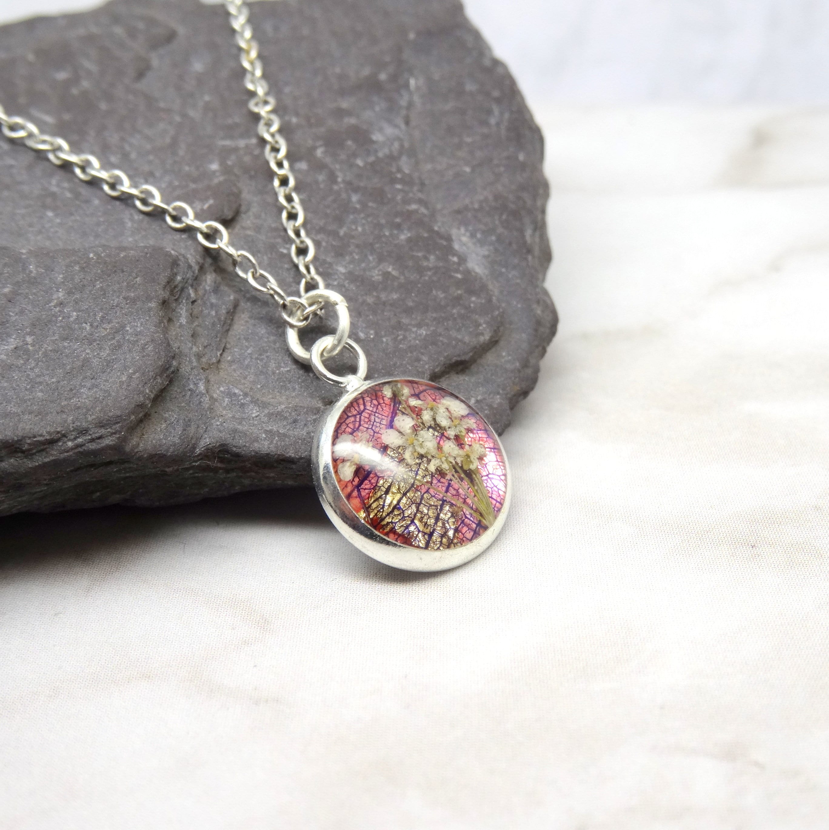 Real flower necklace, unique gift for her, nature gifts, minimalist