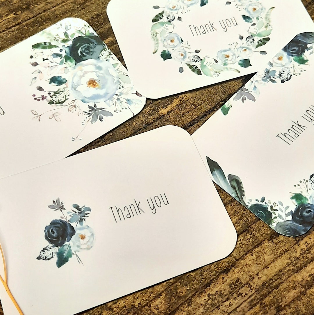Floral Thank You Cards Set, Mini Notecards, 20 Pack - Etsy