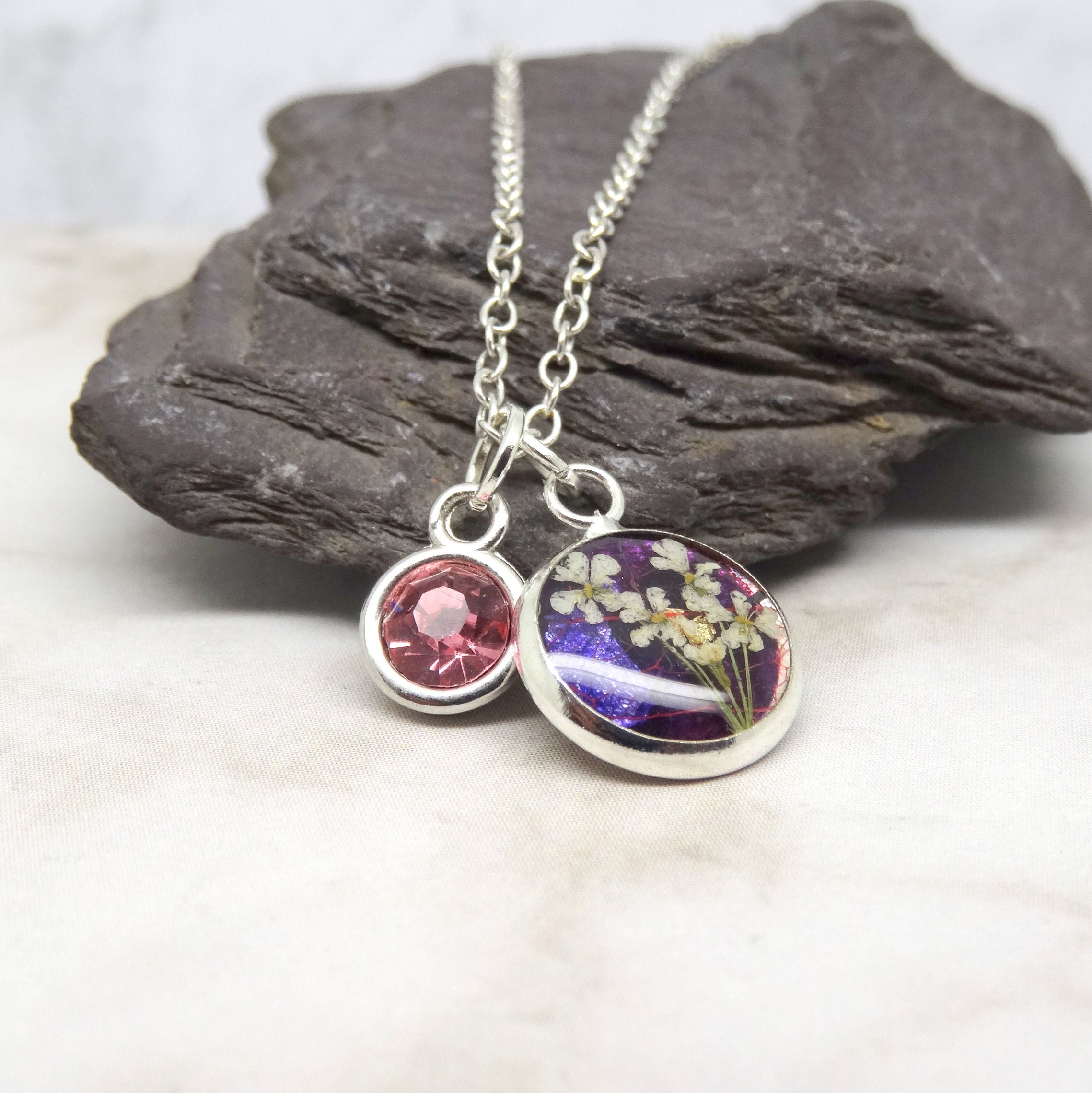 Real flower necklace, real flower dainty necklace, unique gift for her