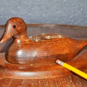 Vintage Hand Carved Wooden Duck Pencil or Pen Holder