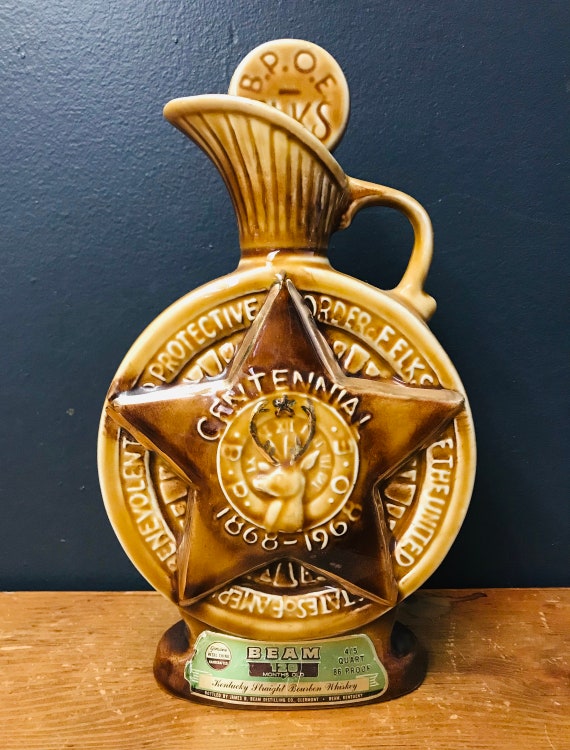 Vintage 1968 Jim Beam Decanter B.P.O.E. Elks Centennial Etsy
