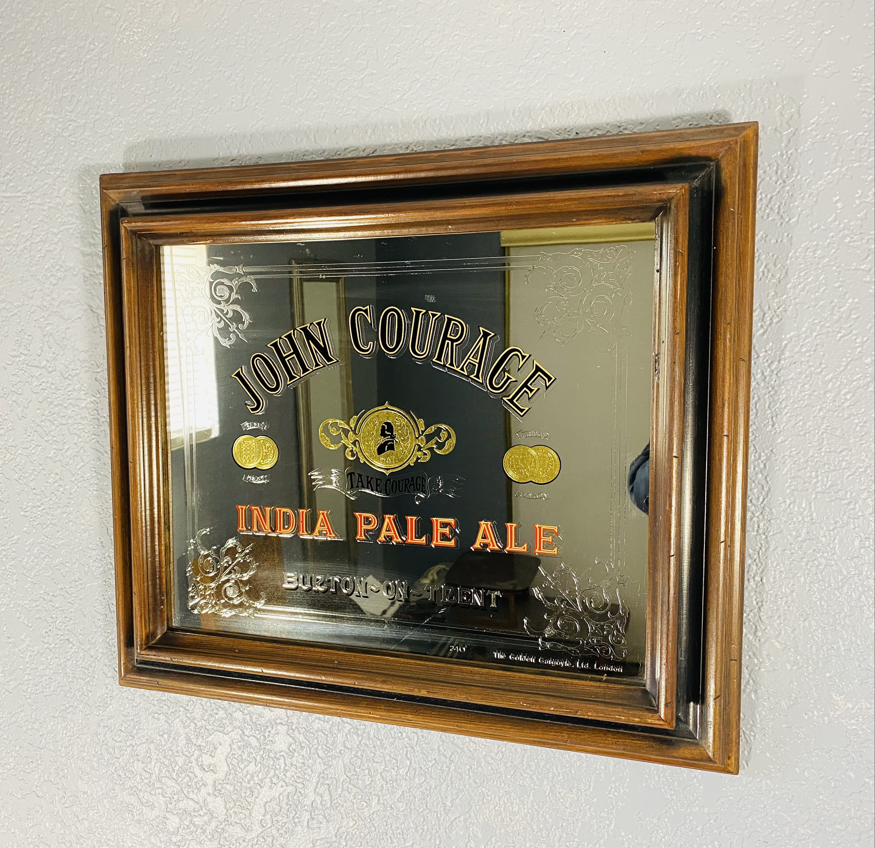 Rare Vintage JOHN COURAGE Pale Ale Beer Wood Framed Mirror
