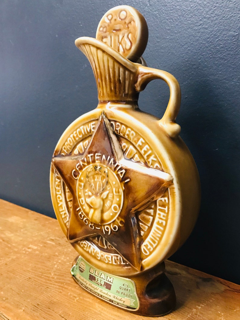 Vintage 1968 Jim Beam Decanter B.P.O.E. Elks Centennial Etsy