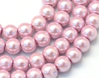 Pearlized 6mm x 100 or 8mm x 50 Round 4mm x 200 Lilac Glass Pearl Beads