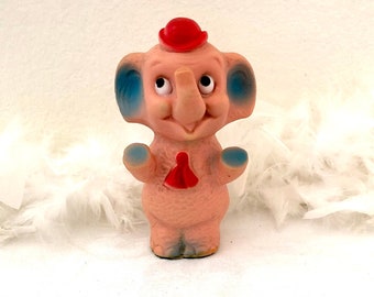 MCM Retro Toy Elephant.1966 Weismann Wind-Up *WORKING* PiNk Rubber.Cool!