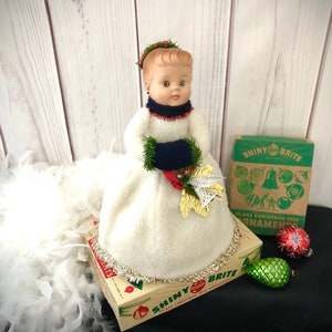 Vtg.Kitschy.Xmas Decor.60&#39;s PJ Bag.Rubber Doll Head.Holiday FuN! Retro Gift.Stash