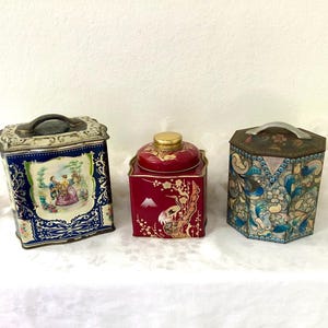 Set of 3 Assorted Vtg Biscuit Tins.Collectible.MCM Retro.Gift Idea.Nostalgic