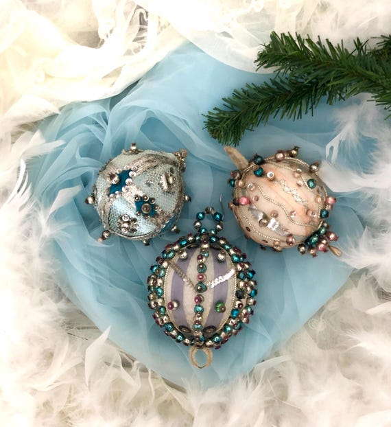 MCM Mercury Glass Beaded Gems! 50's