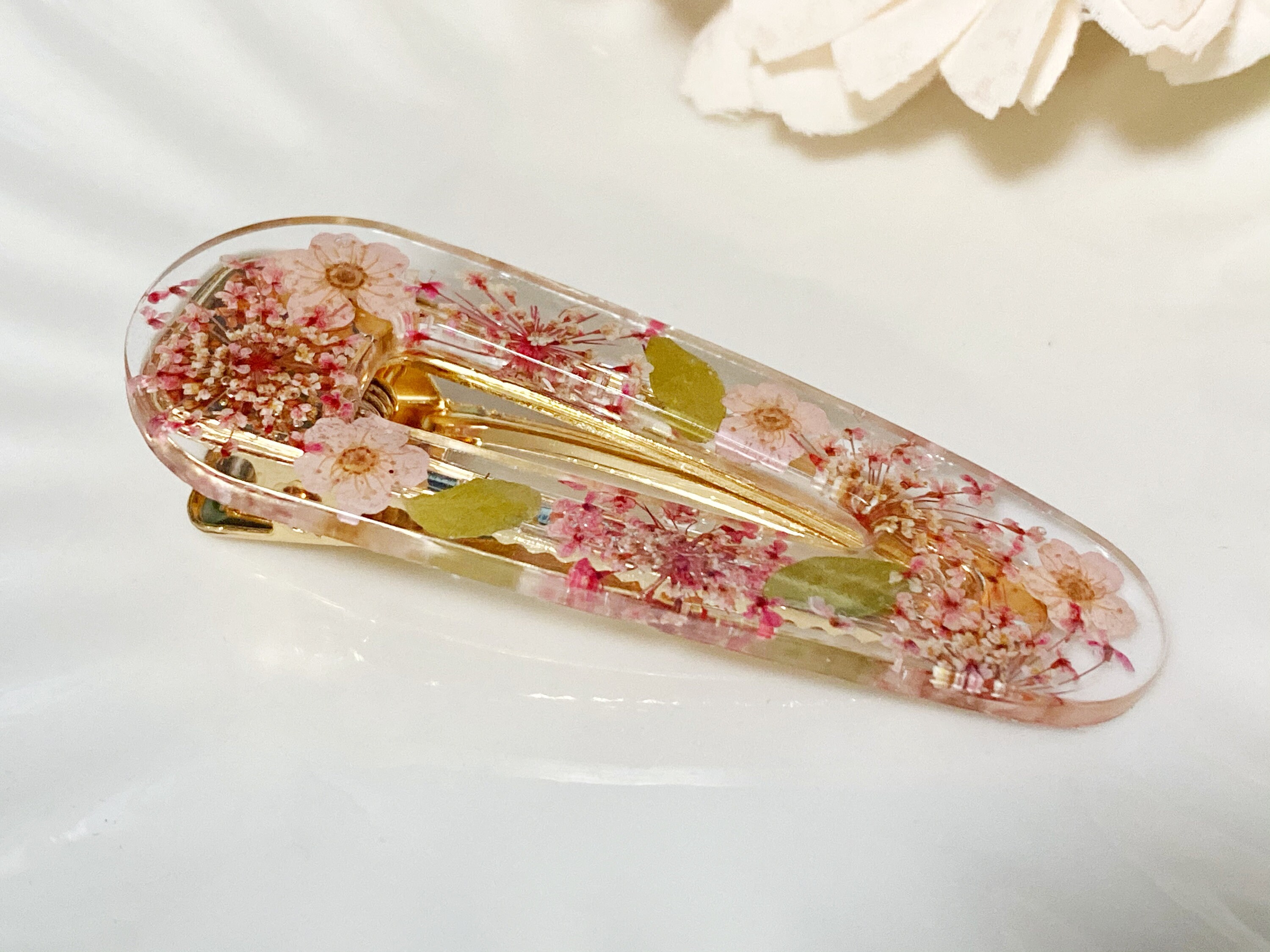 Real Flower Pressed Flower Dry Flower Resin Hair Clip Hair Accessory