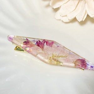 Real flower pressed flower dry flower resin hair clip hair accessory barrette image 2