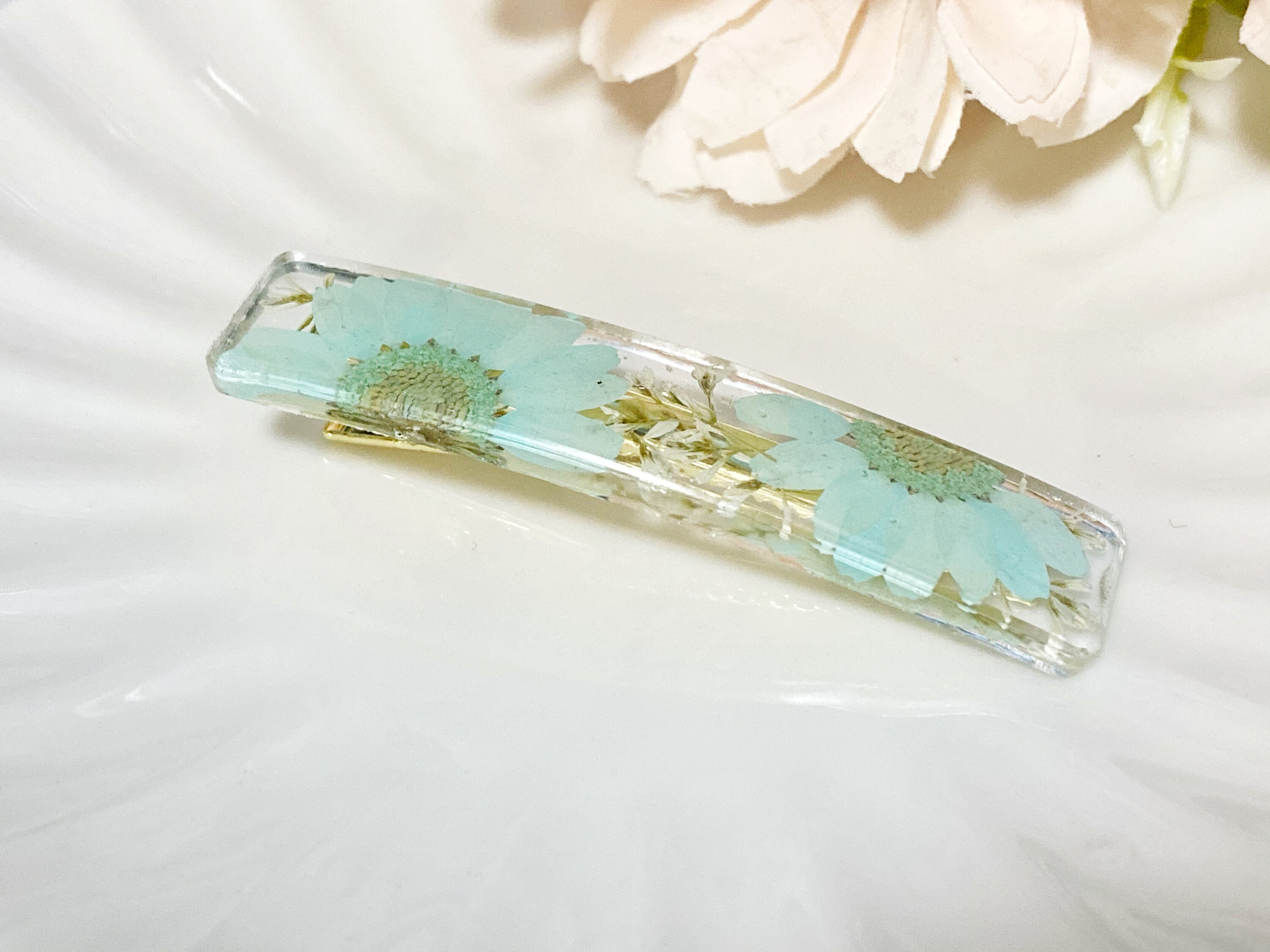 Real Flower Pressed Flower Dry Flower Resin Hair Clip Hair Etsy Hong Kong