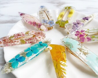 Real flower pressed flower dry flower resin hair clip hair accessory barrette