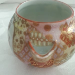 Asian porcelain set, Tea Pot set, Japanese red Kutani , Japanese Nippon sugar bowl and Chinese rice bowl with porcelain spoon.