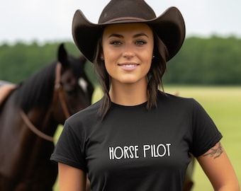Horse Pilot - T-Shirt Beautiful Horses Tshirt Horse Lovers T Shirt Teen Girl Christmas Gift Super Soft Shirts Equestrian Western Tshirts