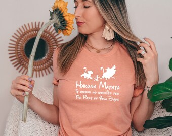 Hakuna Matata It Means No Worries for the Rest of Your Days Disney Lion King Tee Super Soft Tees Cute Disney Tee Disney Gifts Pumba Timon